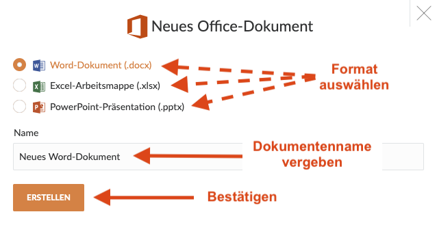 HowTo - MS365 - Neues Office Dokument erstellen - Auswahl.png
